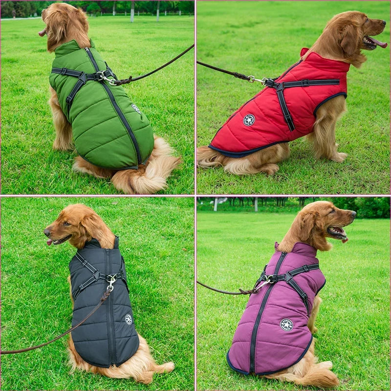 Comfortable and Waterproof Stuffed Fur Dog Vest with Harness