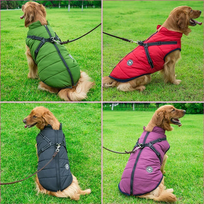Comfortable and Waterproof Stuffed Fur Dog Vest with Harness