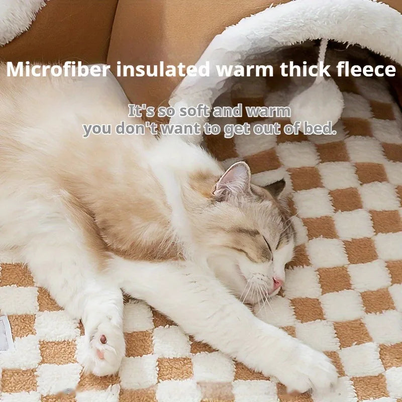 Warm Plush Cat Bed for Winter – Comfy Indoor Sleeping Spot