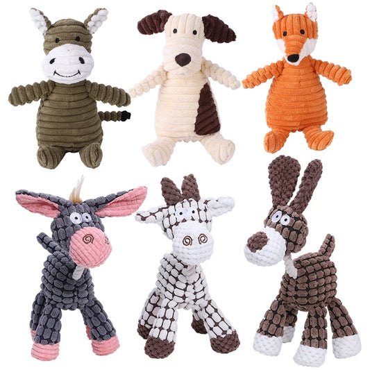 Squeaky Plush Animal Toy for Dogs – Tough & Fun
