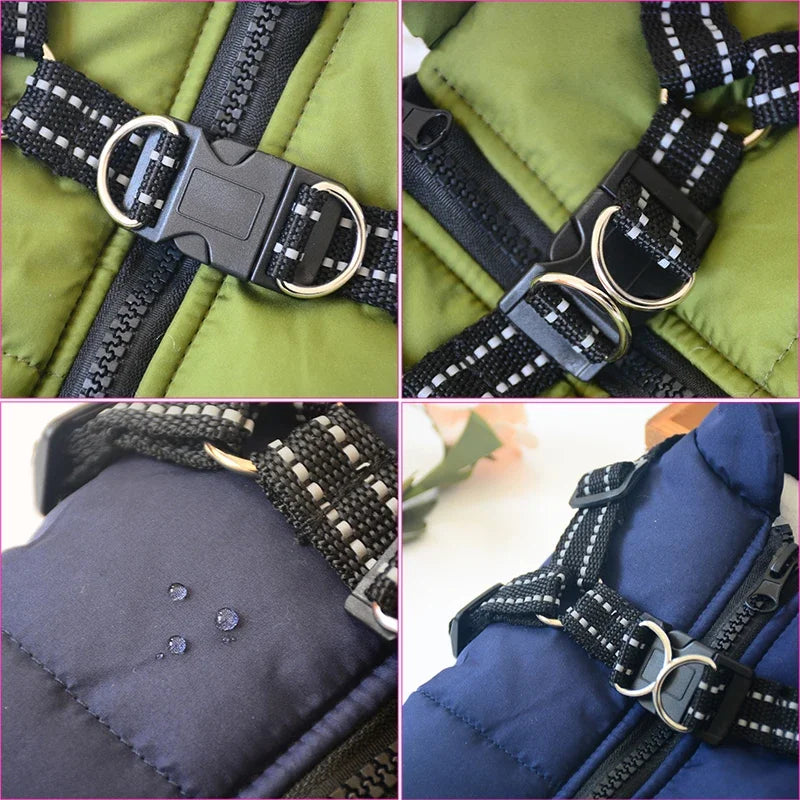 Comfortable and Waterproof Stuffed Fur Dog Vest with Harness
