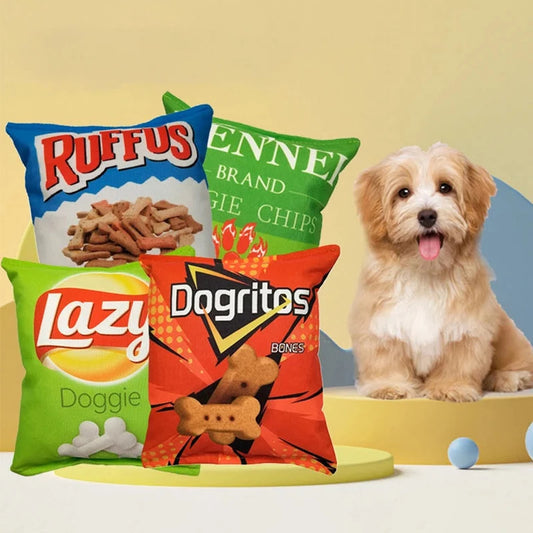 Crisp Bag Dog Squeaker Pillow Toy